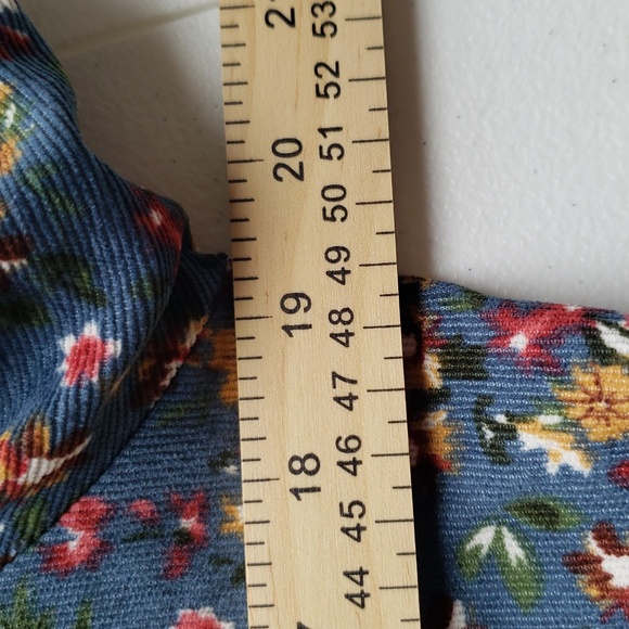 Umgee Corduroy Floral Shirtdress Small Blue Button Down Long Sleeve Lightweight - Picture 7 of 10